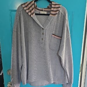 Gray Striped Women's Top